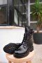 Pamela Buckle Women's Genuine Leather Boots Black - 7