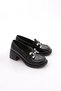 Black Patent Leather Loafer - Women's Shoes with Stone Buckle 3214535 - 2