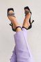 Octavia Open Front Closed Back Stone Heeled Leather Shoes Black - 2