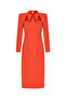 Padded Tie Collar Midi Dress - 5