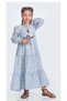 Muslin Fabric Girls' Long Sleeve Hijab Dress M00705 Blue