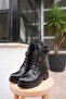 Pamela Buckle Women's Genuine Leather Boots Black - 6