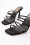 Women's Four Color Striped Heeled Slippers - 4