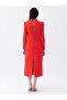 Padded Tie Collar Midi Dress - 3