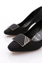 Square Buckle Heeled Shoes Black Scuba 8273378 - 4