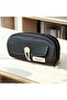 Efes Large Wide Vegan Leather Luxury Style Pencil Case Vintage Buttoned Pen Holder Makeup Bag