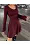 Copy - Burgundy Spanish Sleeve Stretchy Viscose Women's Dress