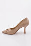 Women's Flat and Reverse Letter C Buckle Silver Stone Pointed Toe Heeled Shoes Beige 2485297 - 3