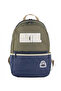 Double Compartment Unisex School Backpack Khaki-Dark Blue / 03859