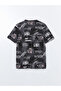 Xside Men's Black Crew Neck Printed Combed Cotton T-Shirt - 2