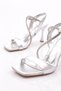 Women's Stone-Patterned High-Heeled Shoes, Silver Metallic 51473564 - 4