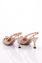 Women's Heart Stone Decorated Heeled Shoes Beige 3531103539 - 3