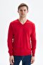 Ar-Ma Men's Red Knitwear Sweater V-Neck Slim Fit 100% Pima Cotton Basic Knitted K9Kro0852