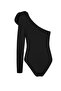 Elba Women's Rose Detail Black Bodysuit - 3