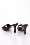 6304 Women's Heeled Slippers with Metal Accessories Black Matte - 3