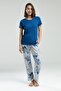 Top Cobalt short sleeve crew neck bottom floral Printed pocket pajama set - 3