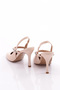 Women's Front Stone Open Back Heeled Shoes Beige Patent Leather 181953236 - 3