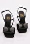 0365 Women's Flat Toe Ribbon Detailed Heels Black Matte Satin - 4