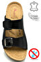 Velcro and Buckle Double Strap Light Sole Faux Leather Men's Slippers Black