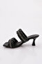 990 Women's Silver Stone Heeled Slippers Black Skin - 3