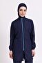 Women's 23203 Drawstring Parachute Full Hijab Swimsuit Navy Blue - 2