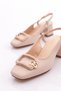 Women's Open Back Heeled Shoes Beige 352273539 - 4