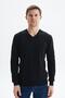 Ar-Ma Men's V-Neck Knitwear Basic Without Print Without Pockets Slim Fit Pima Pima K9Kro0852 Black-S1