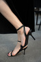 Meddy Black Leather Open Front Banded Women's Heeled Shoes - 2