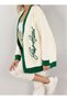 Cardigan elegant cu text alb-verde - 3
