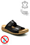 Velcro and Buckle Double Strap Light Sole Faux Leather Men's Slippers Black - 7