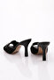 6304 Women's Heeled Slippers with Metal Accessories Black Suede - 3