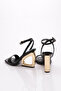 2426 Women's Ankle Strap Heeled Evening Dress Shoes Black Wrinkled - 3