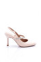 Women's Front Stone Open Back Heeled Shoes Beige Patent Leather 181953236