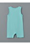 Turquoise Crew Neck Baby Boy Combed Cotton Jumpsuit 2-Piece - 3