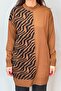 Zebra Feather Detail Knitwear Tunic 35022 Brown - 2