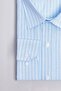 Men's Large Size Tie Collar Striped Single Pocket Blue Shirt - 4