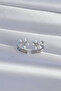 Brass Silver Color Zircon Cubic Zirconia Curved Pearl Flower Earrings - 2