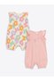 Lcw Baby Pink Ruffled Baby Girl Snap Jumpsuit Set of 2