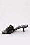 7206 Women's Large Stone Embroidered Heeled Slippers Black Patent Leather - 3