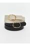 LCW ACCESSORIES Leather Look Women's Belt 2-Pack