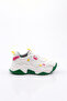 Women's Lace-Up Thick Sole Sneakers White Yellow Fuchsia 762483138