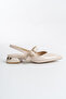 Women's Thick Heel Open Back Classic Heeled Casual Shoes Noble Beige - 3