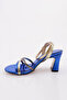 7550 Women's Cross Strap Heeled Shoes Sax Metallic - 3