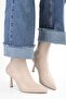 Women's Glove Beige Leather Stretch Heeled Boots