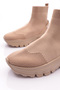 085 Women's Ankle High Sports Shoes with Writing on the Back Beige - 4