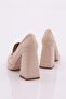 Beige Patent Leather Women's Heeled Loafer - 4912535 - 3