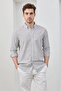 Men's Shirt Black Striped Cotton Linen Modern Slim Fit Shirt - 2