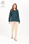 Women's Middle-Aged and Above Viscose Stripe Pattern Stone Embroidered Lycra Emerald Mother Combed Cotton Blouse - 3