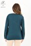 Women's Middle-Aged and Above Viscose Stripe Pattern Stone Embroidered Lycra Emerald Mother Combed Cotton Blouse - 4