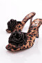 Women's Rose Detailed Heeled Slippers Leopard 7416535 - 4